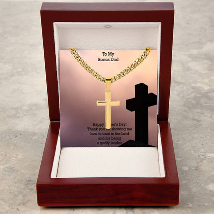Artisan Cross Necklace with Cuban Link Chain – Christian Gift for Men