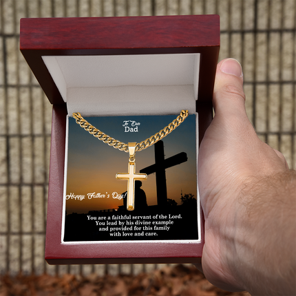 Artisan Cross Necklace with Cuban Link Chain – Christian Gift for Men
