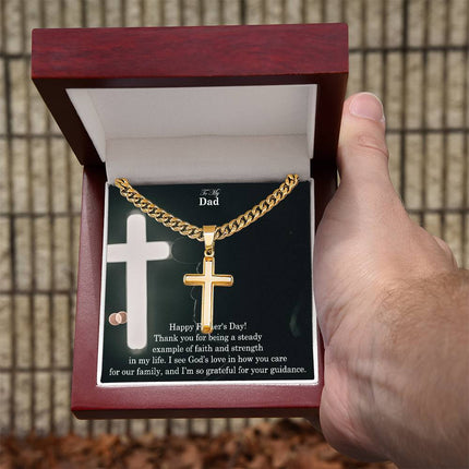 Artisan Cross Necklace with Cuban Link Chain – Christian Gift for Men