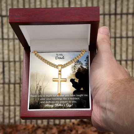 Artisan Cross Necklace with Cuban Link Chain – Christian Gift for Men