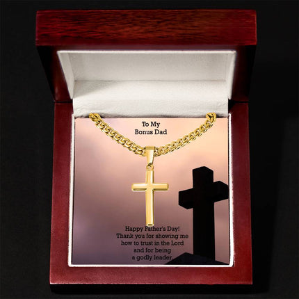 Artisan Cross Necklace with Cuban Link Chain – Christian Gift for Men