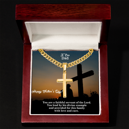 Artisan Cross Necklace with Cuban Link Chain – Christian Gift for Men