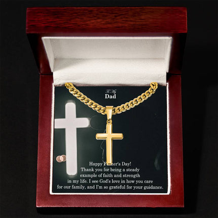 Artisan Cross Necklace with Cuban Link Chain – Christian Gift for Men