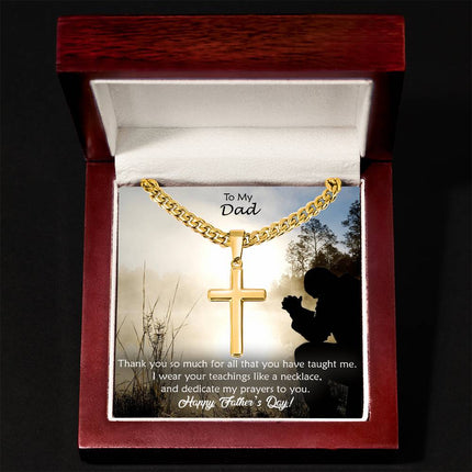 Artisan Cross Necklace with Cuban Link Chain – Christian Gift for Men