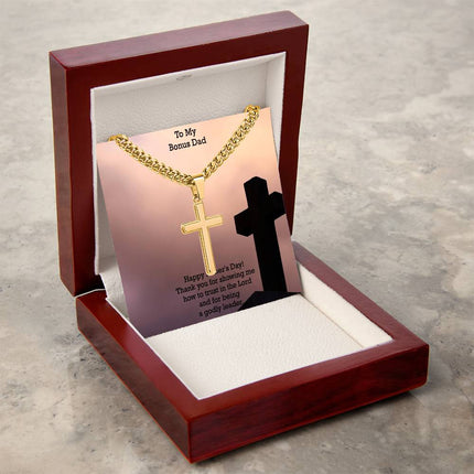 Artisan Cross Necklace with Cuban Link Chain – Christian Gift for Men