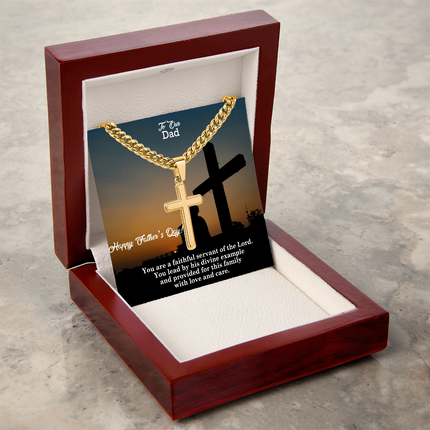 Artisan Cross Necklace with Cuban Link Chain – Christian Gift for Men