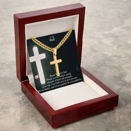 Artisan Cross Necklace with Cuban Link Chain – Christian Gift for Men