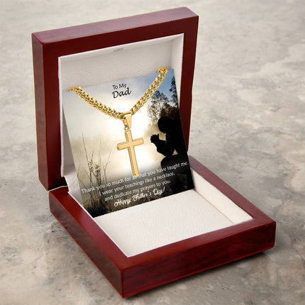 Artisan Cross Necklace with Cuban Link Chain – Christian Gift for Men