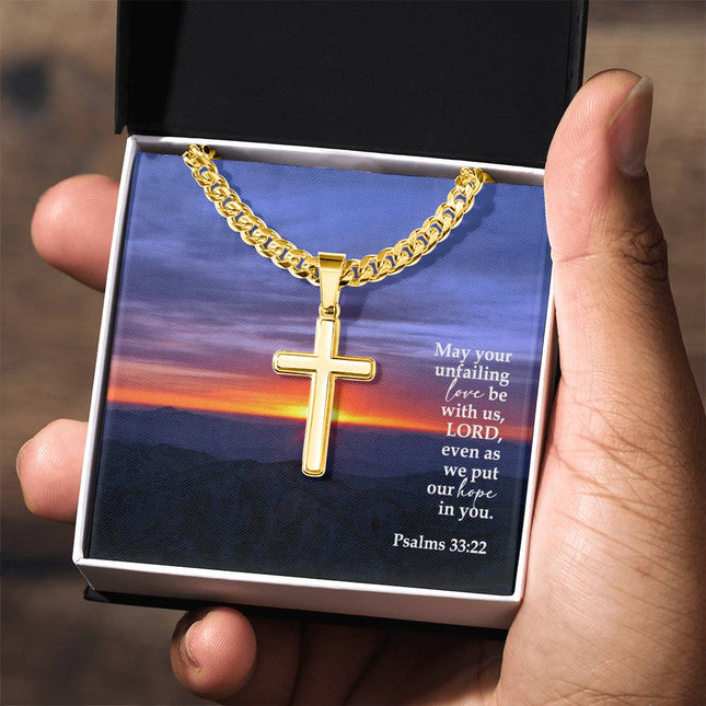 Psalm 33:22 Cross Necklace | Unfailing Love & Hope in You Gift