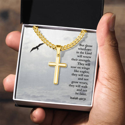 Isaiah 40:31 Cross Necklace | Renew Your Strength Eagle Verse Gift