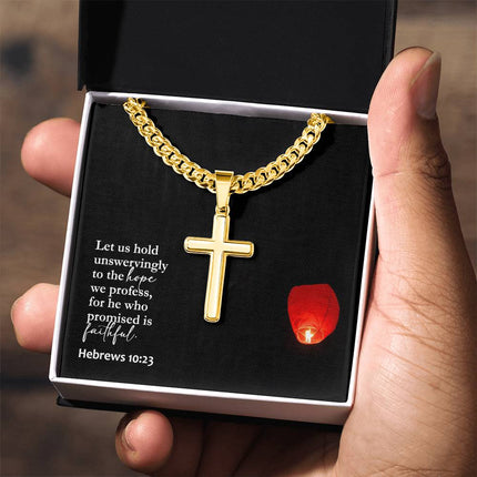 Hebrews 10:23 Cross Necklace | Hold Unswervingly to Hope Gift