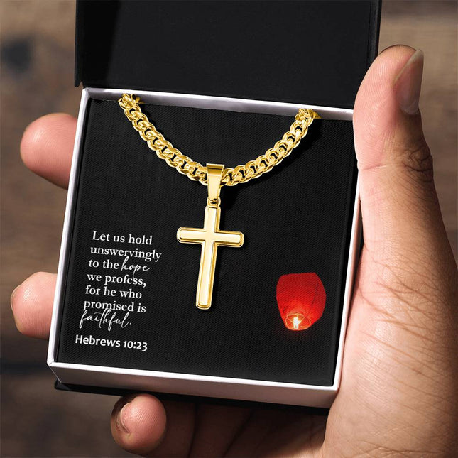 Hebrews 10:23 Cross Necklace | Hold Unswervingly to Hope Gift