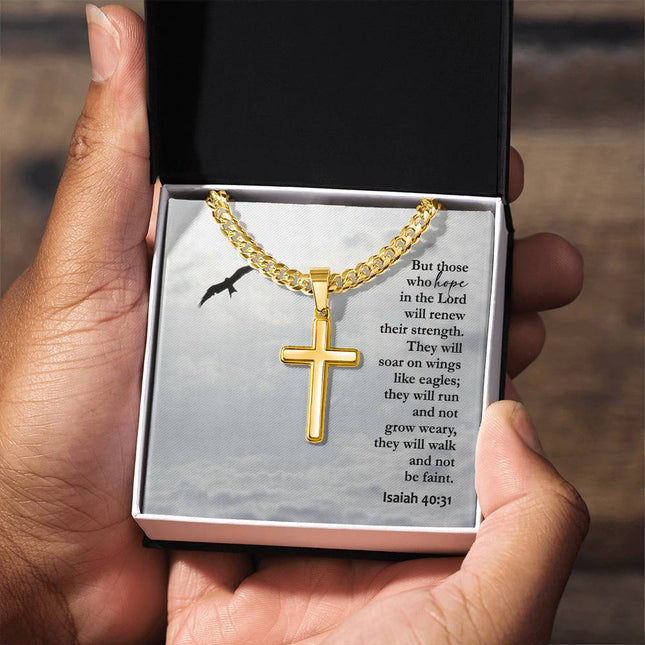 Isaiah 40:31 Cross Necklace | Renew Your Strength Eagle Verse Gift