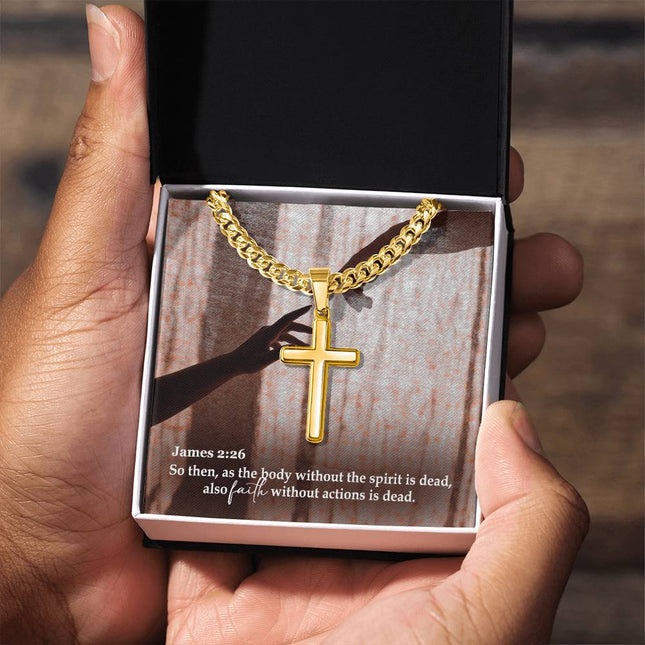 James 2:26 Cross Necklace | Faith Without Works Christian Gift