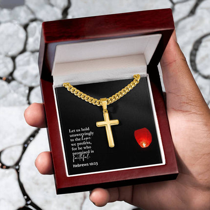 Hebrews 10:23 Cross Necklace | Hold Unswervingly to Hope Gift