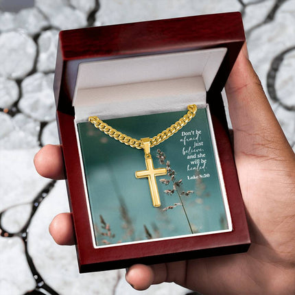 Luke 8:50 Cross Necklace | Don’t Be Afraid Just Believe Gift