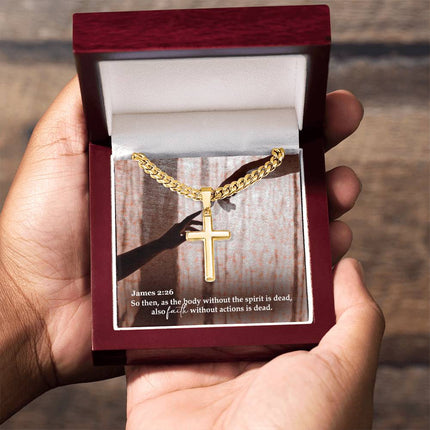 James 2:26 Cross Necklace | Faith Without Works Christian Gift