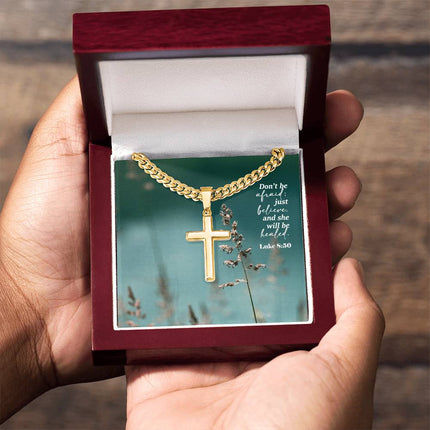 Luke 8:50 Cross Necklace | Don’t Be Afraid Just Believe Gift