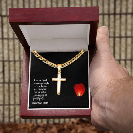Hebrews 10:23 Cross Necklace | Hold Unswervingly to Hope Gift