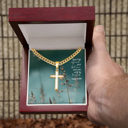 Luke 8:50 Cross Necklace | Don’t Be Afraid Just Believe Gift