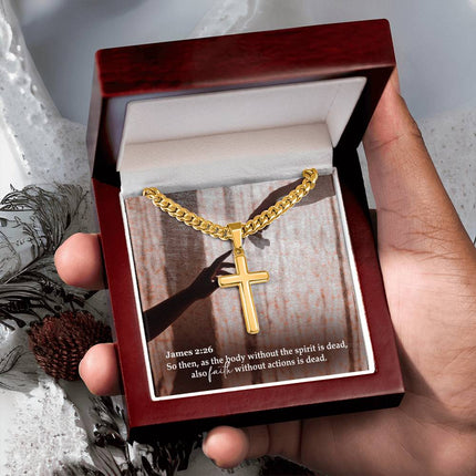 James 2:26 Cross Necklace | Faith Without Works Christian Gift