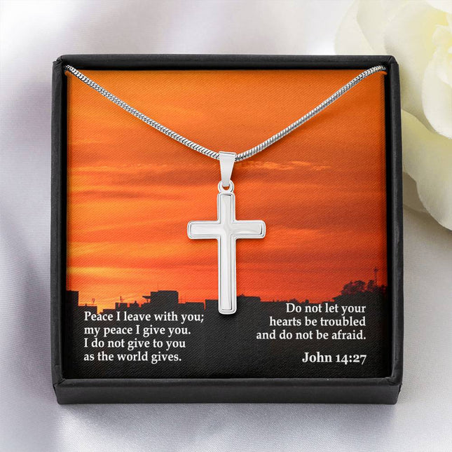 John 14:27 Cross Necklace | Peace I Leave With You Gift