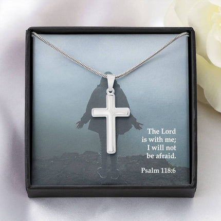 Psalm 118:6 Cross Necklace | The Lord Is With Me Gift