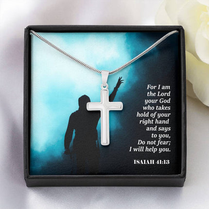 Isaiah 41:13 Cross Necklace | Do Not Fear I Will Help You Gift