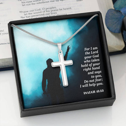 Isaiah 41:13 Cross Necklace | Do Not Fear I Will Help You Gift