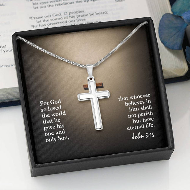 John 3:16 Cross Necklace | For God So Loved the World Gift