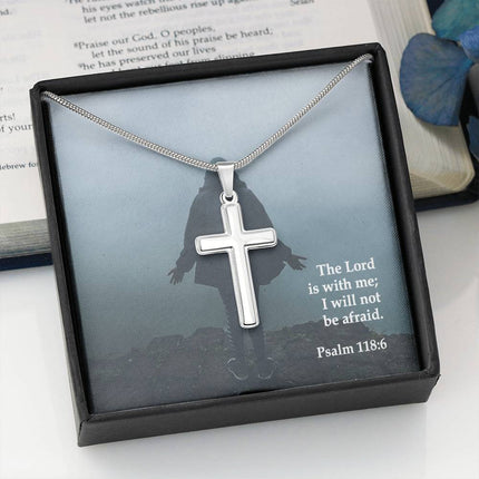 Psalm 118:6 Cross Necklace | The Lord Is With Me Gift