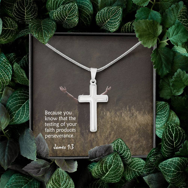 James 1:3 Cross Necklace | Faith Produces Perseverance Gift