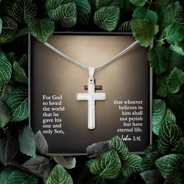John 3:16 Cross Necklace | For God So Loved the World Gift