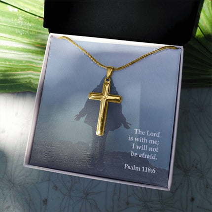 Psalm 118:6 Cross Necklace | The Lord Is With Me Gift