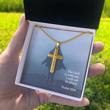 Psalm 118:6 Cross Necklace | The Lord Is With Me Gift