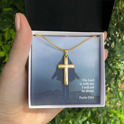 Psalm 118:6 Cross Necklace | The Lord Is With Me Gift