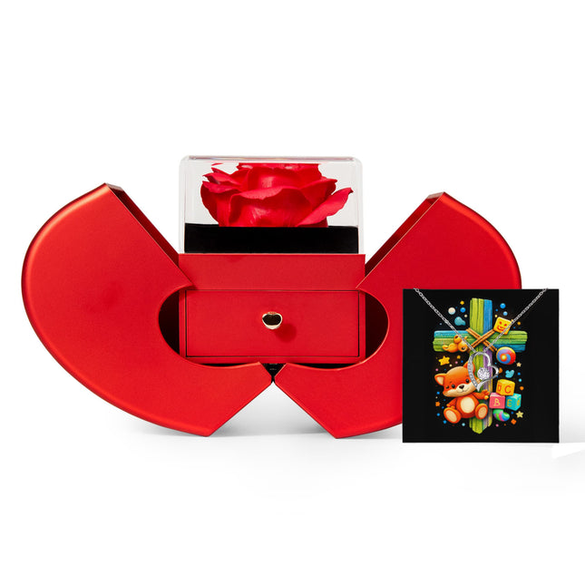 Rainbow Cross Little Fox | Christian Heart Box Gift Box - Forever Love Necklace | Gift for Kids