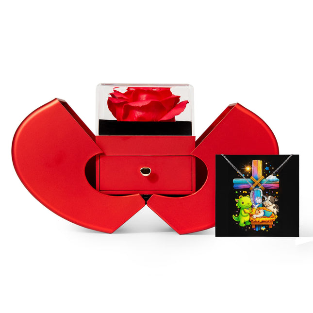 Rainbow Cross Frog And Cow | Christian Heart Box Gift Box - Forever Love Necklace | Gift for Kids