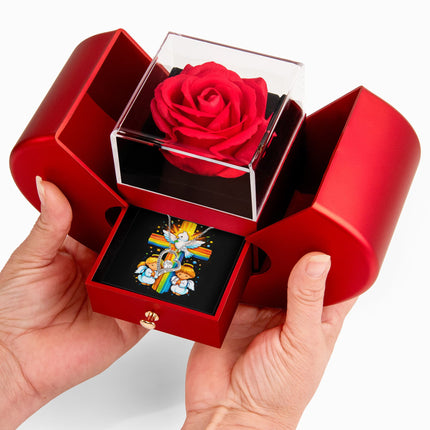 Rainbow Cross Angels And Dove | Christian Heart Box Gift Box - Forever Love Necklace | Gift for Kids
