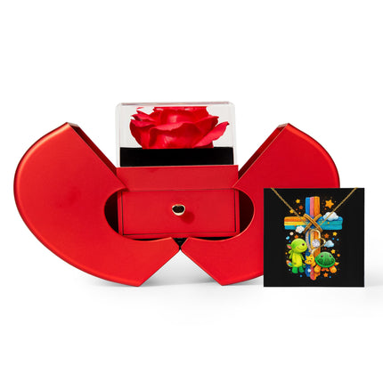 Rainbow Cross Turtle | Christian Heart Box Gift Box - Forever Love Necklace | Gift for Kids