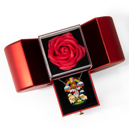 Jesus And Little Lambs | Christian Heart Box Gift Box - Alluring Beauty Necklace | Gift for Kids