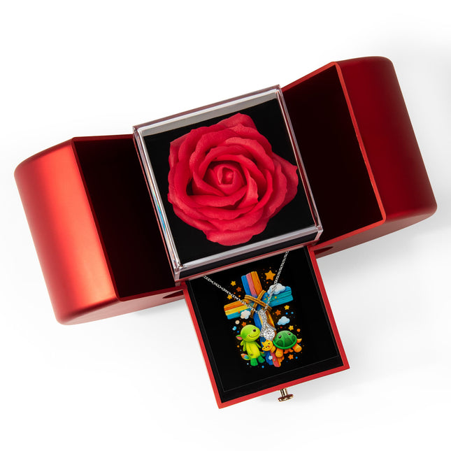 Rainbow Cross Turtle | Christian Heart Box Gift Box - Alluring Beauty Necklace | Gift for Kids