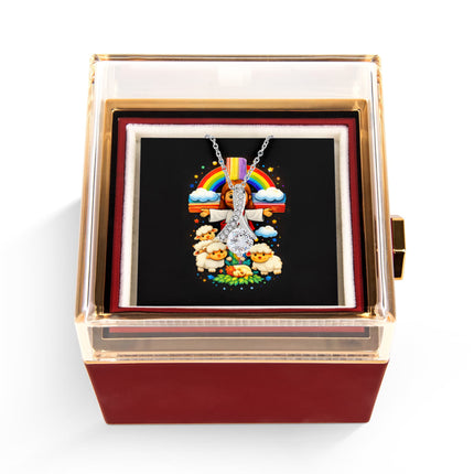 Jesus And Little Lambs | Christian Rose Gift Box - Alluring Beauty Necklace | Gift for Kids