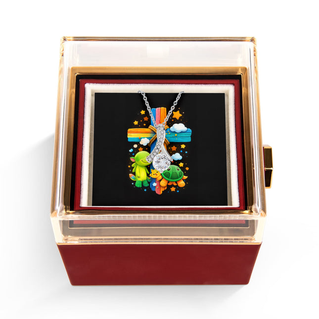 Rainbow Cross Turtle | Christian Rose Gift Box - Alluring Beauty Necklace | Gift for Kids