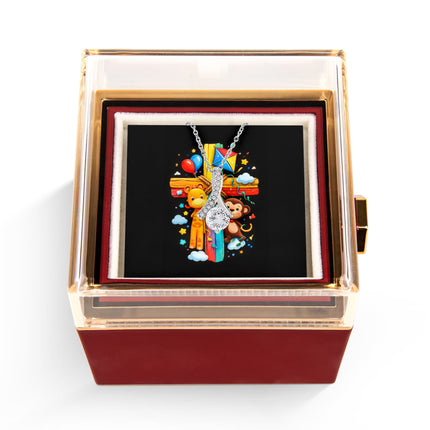 Rainbow Cross Jungle Animals | Christian Rose Gift Box - Alluring Beauty Necklace | Gift for Kids