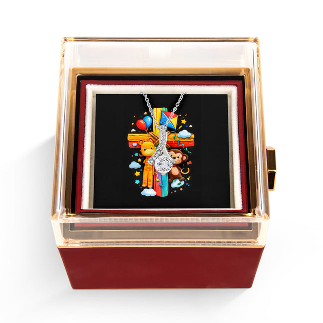 Rainbow Cross Jungle Animals | Christian Rose Gift Box - Alluring Beauty Necklace | Gift for Kids