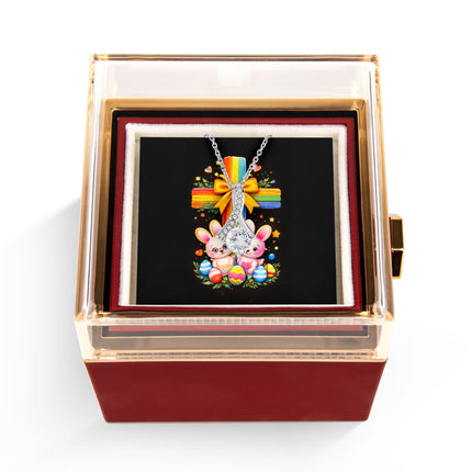 Rainbow Cross Bunnies | Christian Rose Gift Box - Alluring Beauty Necklace | Gift for Kids