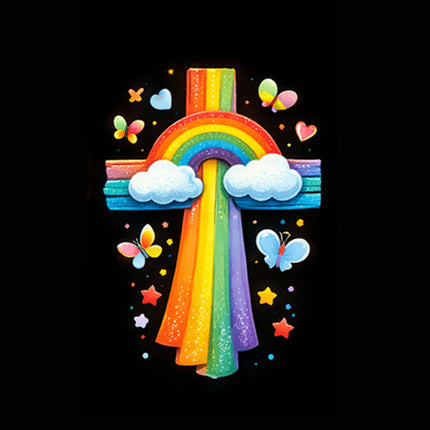 Rainbow Cross Butterfly | Christian Rose Gift Box - Alluring Beauty Necklace | Gift for Kids