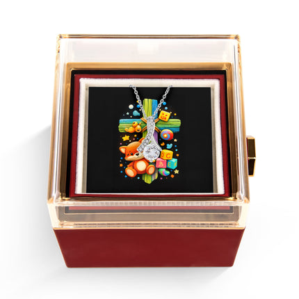 Rainbow Cross Little Fox | Christian Rose Gift Box - Alluring Beauty Necklace | Gift for Kids