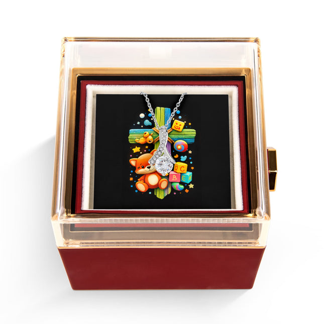 Rainbow Cross Little Fox | Christian Rose Gift Box - Alluring Beauty Necklace | Gift for Kids
